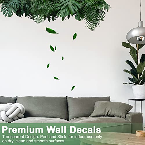 Tropical Palm Leaf Wall Decals Realistic Green Plants Wall Decal Removable Large Palm Leaves Jungle Wall Mural Sticker For Living Room Bedroom Bar Cafe Wall Decor #TOP1