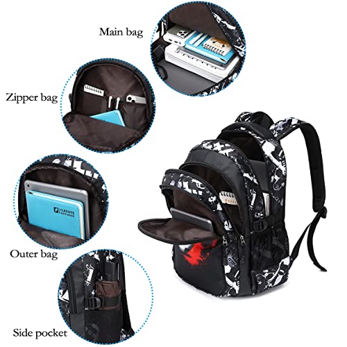 GUIVITU-Cartable-garcon-Sac-a-Dos-Ecole-Teenager-Unisexe-Ensemble-de-Cartables-Ado-Nylon-Impermeable-College-Backpack-Etui-a-Crayons-Cadeau-pour-Adolescent