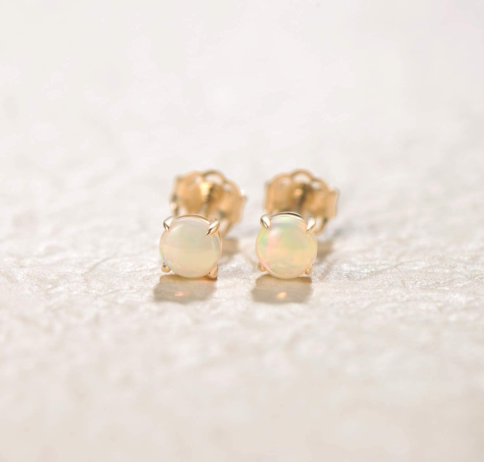 FANCIME Solide 14 Karat 585 Weiß Gold Klein Ohrstecker Ohrringe mit Edelstein Schmuck für Damen Mädchen Mama mit Geschenk Box, Durchmesser: 4 mm
