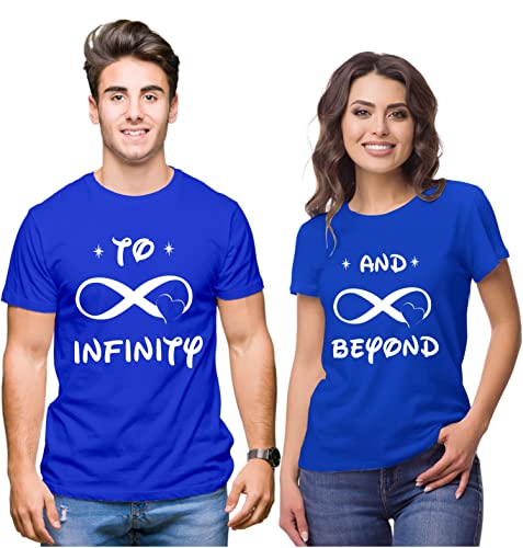 Image of Hangout Hub Men's & Women's Round Neck T-Shirt-To Infinity & Beyond-Pack of 2-Couple T-Shirts