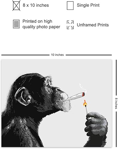 Miniatura 9 de DOPE Chimp Smoking Weed LARGE 11x14 - Psychedelic Room Decor - Marijuana Gifts for Men - Dope Posters - Trippy Wall Art - Cannabis Art Print -