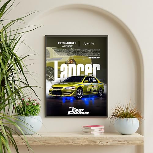 Image of Posternet MITSUBISHI Lancer Wall Poster Frames | 12x18 inch | Fast and Furious Themed JDM Cars | Hanging Wall Artwork Frames for Living Room, Bedroom, Office and Etc