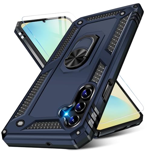Image of for Samsung Galaxy S24 FE Case with Screen Protector, Military Grade Rugged Shockproof Galaxy S24 FE 5G Heavy Duty Protective Cover for Samsung S24 FE Magnetic Ring Kickstand Phone Case (Blue)