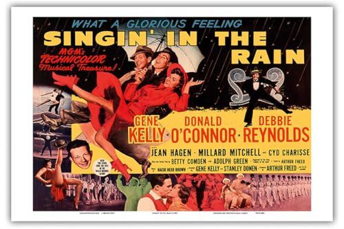 Singin' in the Rain - Starring Gene Kelly Donald O’Connor and Debbie Reynolds - Vintage Film Movie Poster c.1952 - Master Art Print (Unframed) 6in x 9in