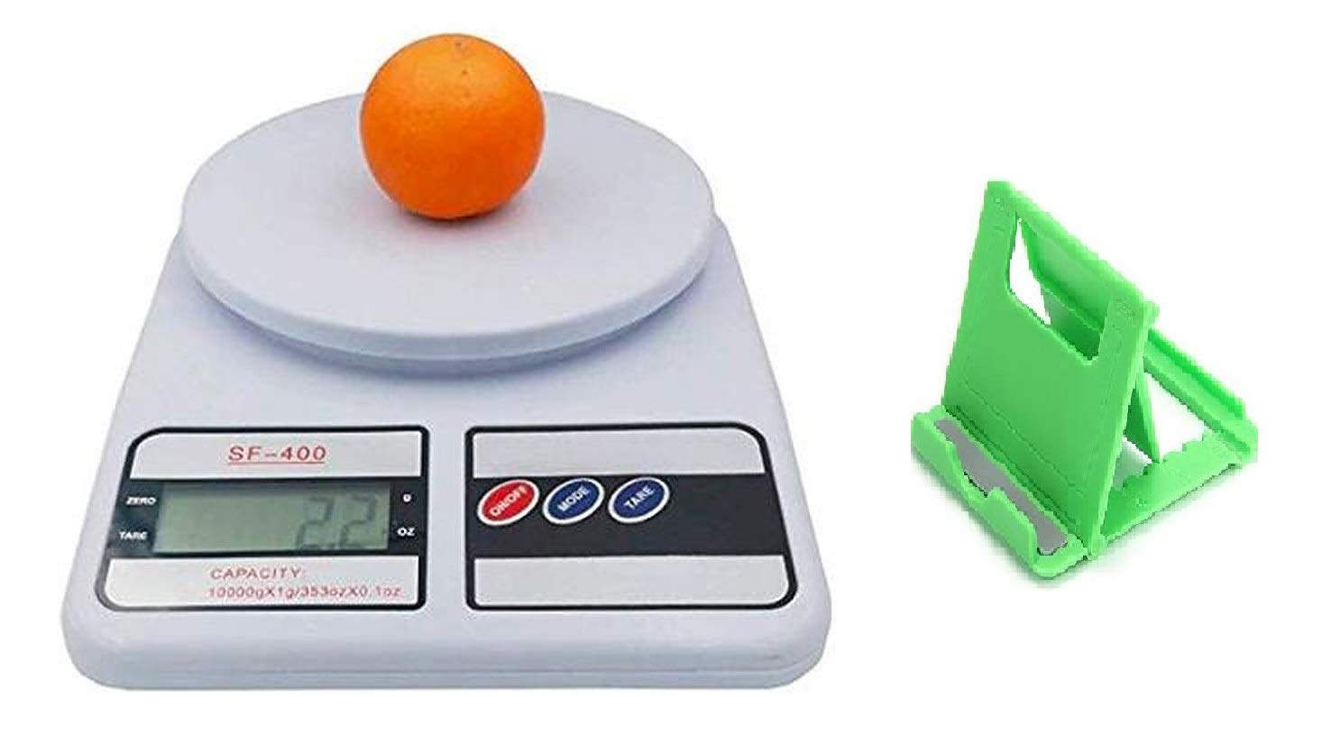 IONIX Digital Weight Machine for Kitchen 10 kg with Freebie Mobile Stand for Table and Bed