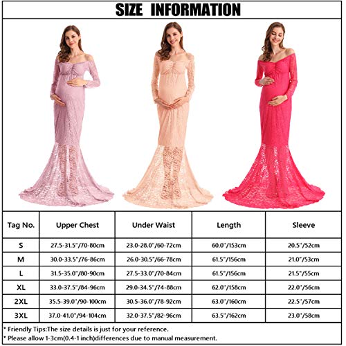 HIHCBF-Women-Mermaid-Maternity-Lace-Dress-V-Neck-Off-Shoulder-Slim-Fit-Bridesmaid-Wedding-Baby-Shower-Photo-Shoot-Gown