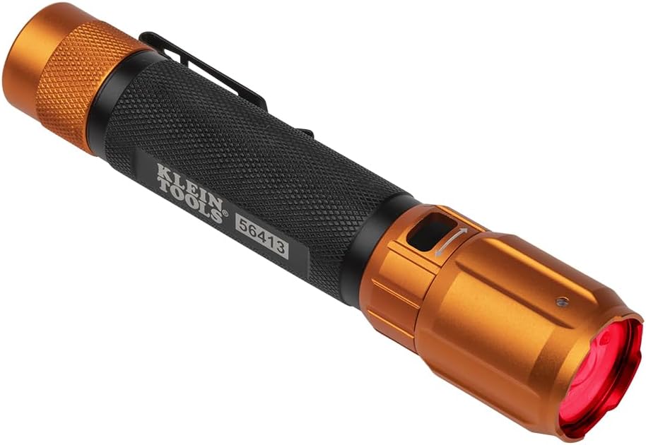 Klein Tools 56413 Rechargeable 2-Color LED Flashlight, Holster, Spotlight, Floodlight, Red LED, 1000 Lumens, USB Cable, Camping, Hunting - Image 9