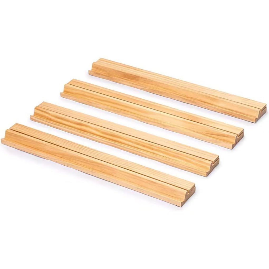 4 teiliges Mahjong Rack aus Holz mit Schiebern, poliert, ohne Zubehör, gelbes Holz, Mahjong Rack mit