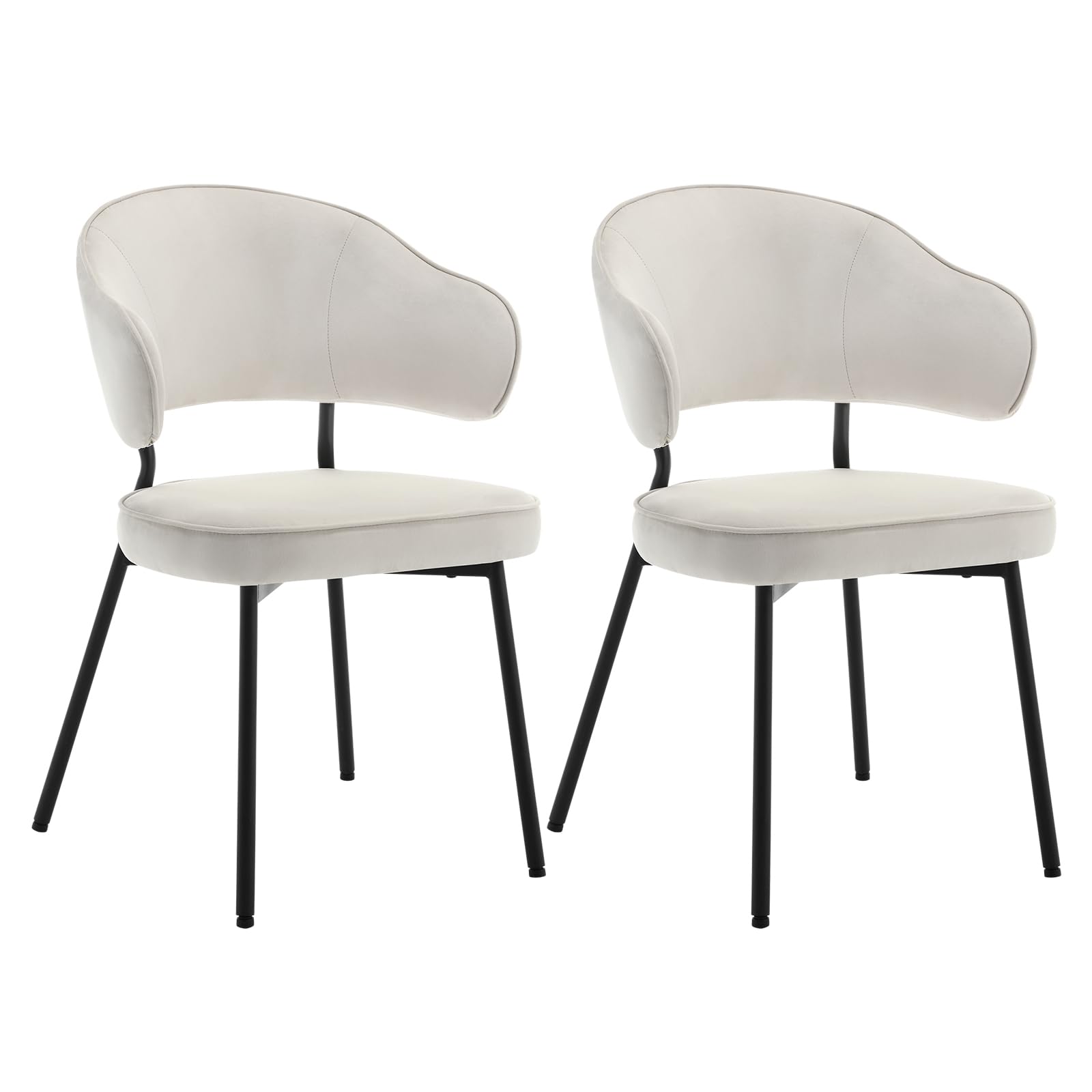 WOLTU 2er Set Esszimmerstühle, Küchenstuhl, Polsterstuhl, Loungesessel, Wohnzimmerstuhl, Design Stuhl, mit Rückenlehne Armlehnen Metallbeinen, gepolstert, Samt, #2631