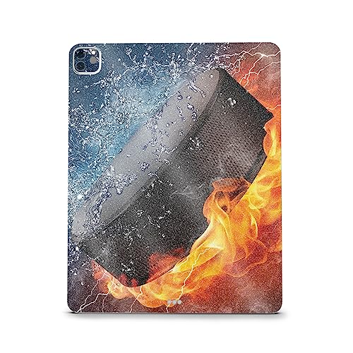 Image of MightySkins Carbon Fiber Skin Compatible with Apple iPad Pro 12.9 inch M2 6th Gen (2022) Full Wrap Kit - Hockey Fire | Protective, Durable Textured Carbon Fiber Finish | Easy to Apply | Made in The USA