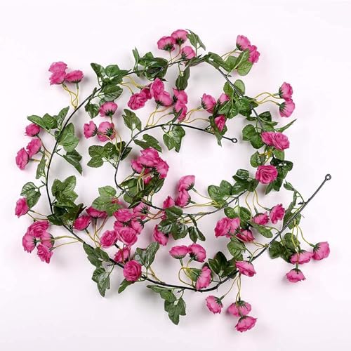 Image of TIED RIBBONS Pack of 2 Artificial Flower Vine Garland Creeper 69 Small Rose (183 cm) Garland for Decoration Wall Door Hanging Home Decor Balcony Indoor Office Ganesh Chaturthi Decorative Items (Pink)