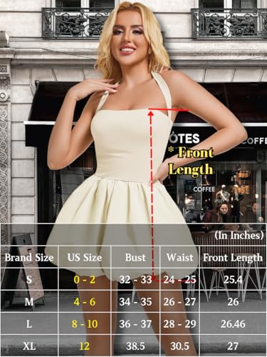 Image of ChiaoLezhee Halter Mini Bubble Dress, Date Night Birthday Homecoming, Coquette Short Corset for Women, Sexy Cute Going Out