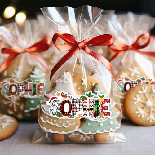 Image of Personalized Christmas Stickers, Custom Name Waterproof Christmas Gift Tags for Gift Box Holiday Decorations, Stockings, Party Favors (Name 2)