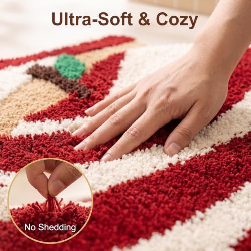 Image of Apple Shaped Bath Rug, Soft Absorbent Washable Mat 25.6 inch x 25.6 inch(Red-Apple)