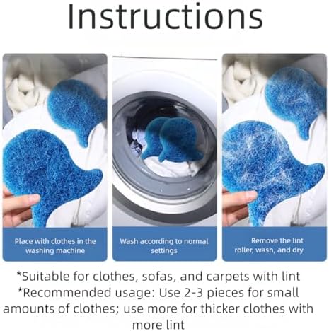 Reusable Pet Hair Remover for Laundry, Laundry Pet Hair Catcher,Washing Machine Lint Remover,Blue Lint Catcher for Washing Machine, for Dogs and Cats, Clothes, Bedding, and All Fabrics (8) - 5