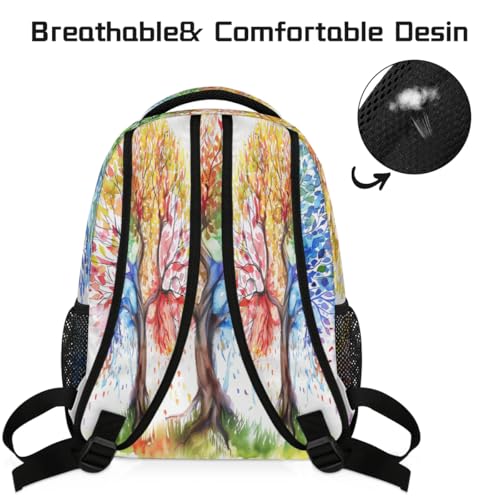Watercolor Painting Tree Colorful Backpack Laptop Backpacks Casual College Travel Bag Hiking Daypack for Women Men4