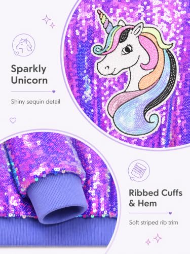 Image of WELAKEN Unicorn Sequin Jacket for Girls Kids Toddler Sparkle Zipper Bomber Jacket with Pockets