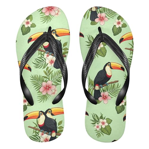 Burbuja Tropical Toucans Flip Flops for Women Men, Soft Thong Sandals Rubber Slippers for Pool Beach Essentials