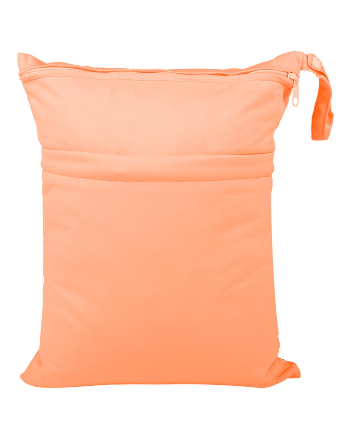 babeine Wet Dry Bag for Baby Cloth Diapers, Waterproof Reusable with Two Zippered Pockets Travel Beach Pool Soiled Baby Items Yoga Gym Bag for Swimsuits or Wet Clothes, Orange, Wet Dry Bag
