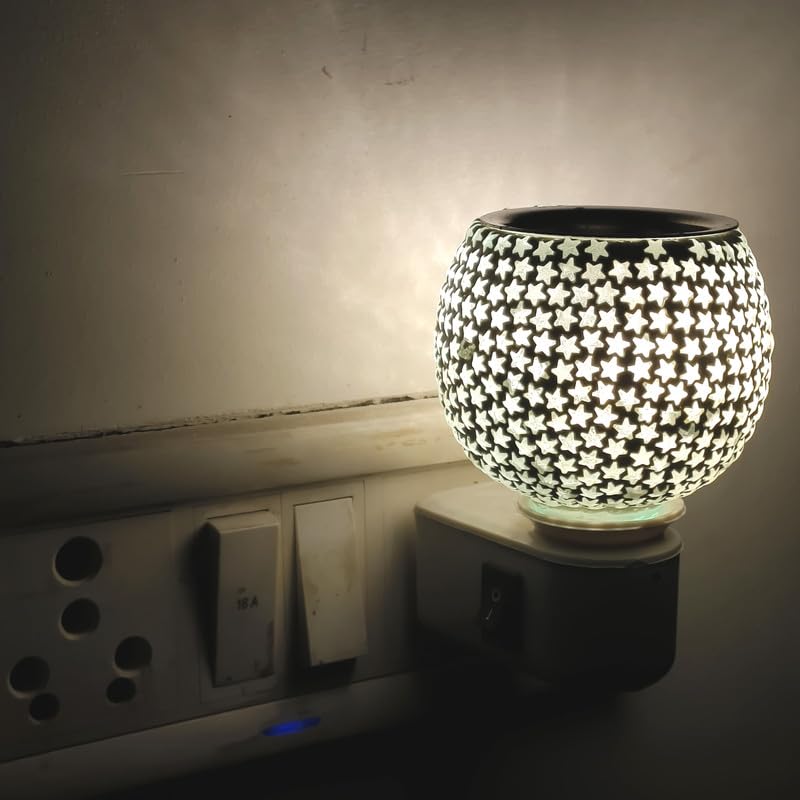 Dharohar Electric Camphor Aroma Diffuser & Kapoor Dani | Camphor Holder Burner | Aroma Night Lamp | Incense Burner Fragrance Lamp for Home (11 x 11 cm)