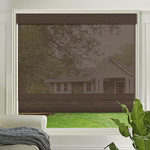 Letau Wood Cordless Roman Shades Blinds, Bamboo Light Filtering Window Blinds for Indoor Home, Kitchen, Office, Pattern 9