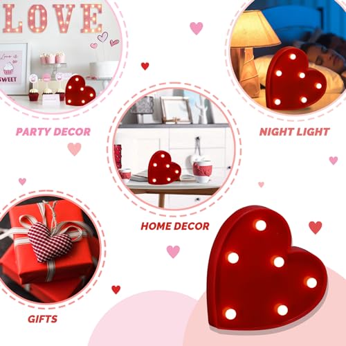 Image of LED Letter Lights Pink Glitter Marquee Letters Light Up Alphabet Letters Sign Battery Powered for Home Party Decoration Night Bar Wedding Birthday Christmas Lamp Girls Gift-red heart