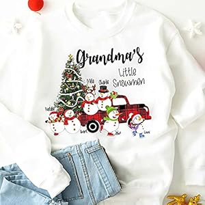 Personalized Grandma’S Little Snowmen Sweatshirt ,Custom Grandkids Name Shirt,Snowman Plaid Truck Shirt,Christmas Gift…