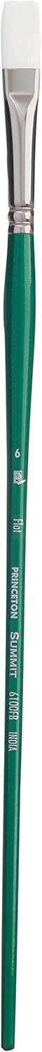 Princeton Summit White Synthetic Paint Brush for Acrylic and Oil, Series 6100, Flat, 6