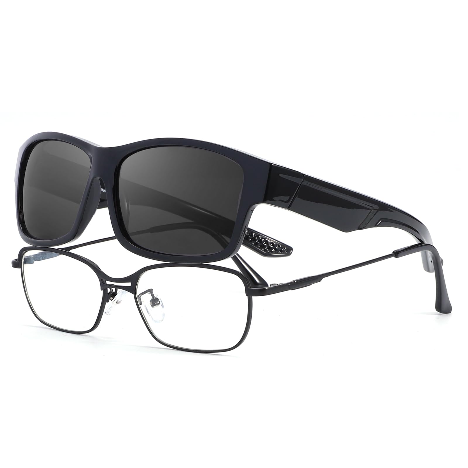 LVIOE Überzieh Sonnenbrille für Herren Polarisierte Linse Quadratischer Rahmen Überbrille UV400 Schutz