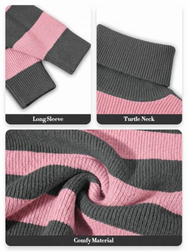 Image of Womens Turtleneck Oversized Sweater Batwing Chunky Pullover Sweater Casual Fall Loose Knit Jumper Top