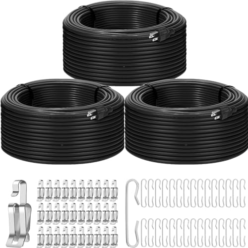 Retisee 3 Pcs 20 ft Roof Snow Deicing Kit Roof and Gutter Snow Deicing Cable Heat Cable Snow Melting Cable Deicing Roof Cable with Roof Clips and Spacers for Roof Snow Melting