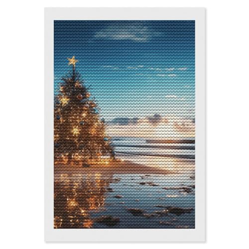 Art diamant adulte complet Arbre de Noël plage broderie DIY
