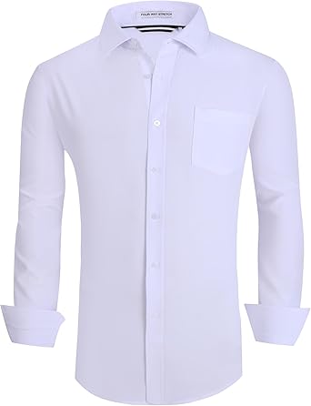 Alex Vando Mens Dress Shirt Wrinkle Free Regular Fit 4-Way Stretch Button Down Shirts