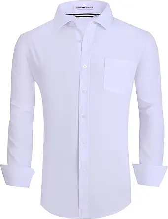 Alex Vando Mens Dress Shirt Wrinkle Free Regular Fit 4-Way Stretch Button Down Shirts