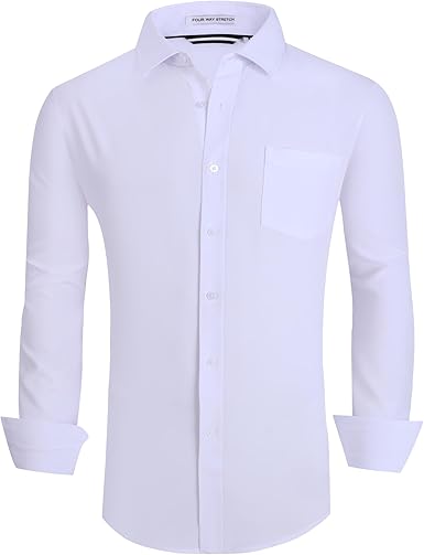 Alex Vando Mens Dress Shirt Wrinkle Free Regular Fit 4-Way Stretch Button Down Shirts