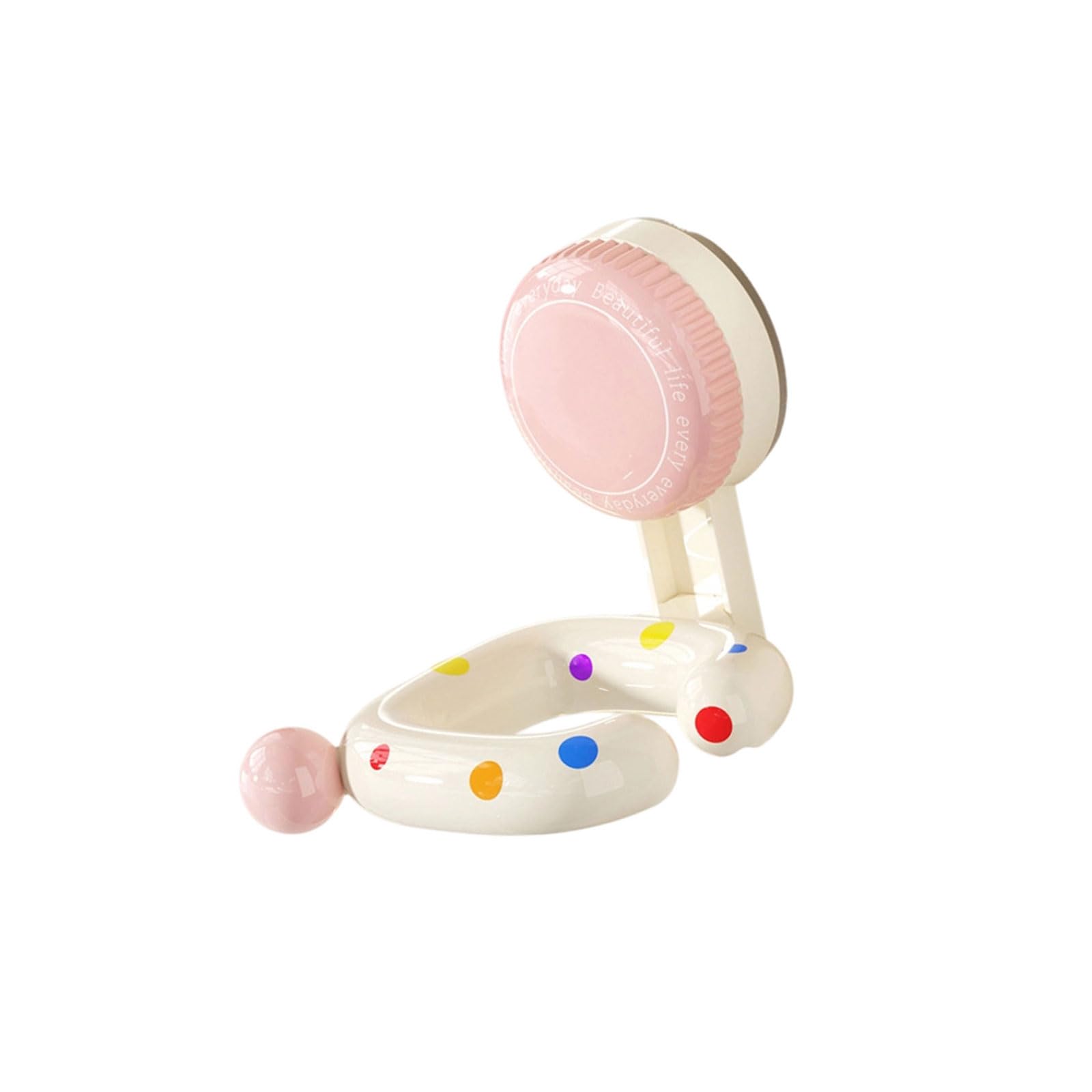 Qusinfc Multipurpose Dot Patterned Suction Cup Drying Tool Rack Hair Dryer Holder Hair Appliance Organiser for Home Use Suction Cup Dryer Holder Bathroom Storage Shelf