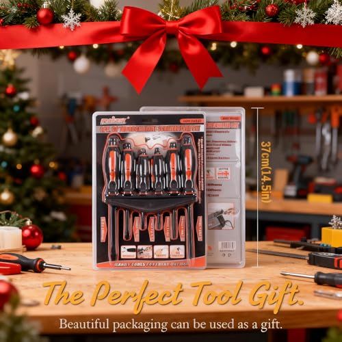 Image of HORUSDY 6-Pieces Magnetic Screwdriver Set, 3 Phillips and 3 Flat Head Tips Screwdriver for Fastening, Chiselling and Loosening Seized Screws (New Screwdriver Set)
