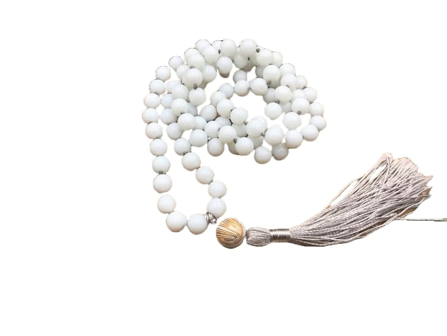 Naturalny biały agat 6 mm 108 koralików mala, duchowe, koraliki do medytacji, Reiki, Japa Mala, buddyjskie koraliki modlitewne, bransoletka do jogi, koraliki lecznicze