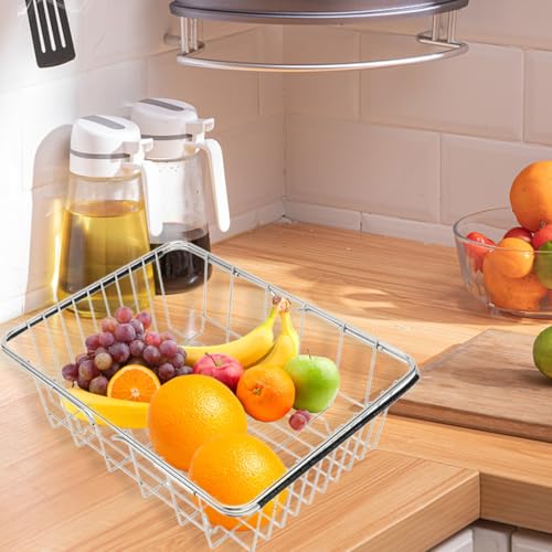 Escurridor de fregadero de acero inoxidable con función de drenaje, resistente al óxido, ahorra espacio para cocina, vajilla multifuncional, accesorio de cocina, limpiador para fregadero y encimera