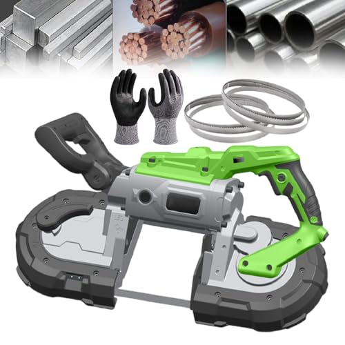Sierra De Cinta Portátil De 1100 W   Corte Ajustable A 45° Con Base Extraíble, Capacidad De 12 Cm | Sierra De Cinta Para Metal, Para Acero, Varillas Corrugadas, Tubos Y Tuberías,Withoutbase