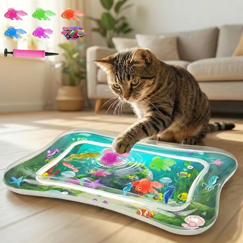Interactive Cat Toy for Indoor Cats Upgraded Cat Water Mat with Fish