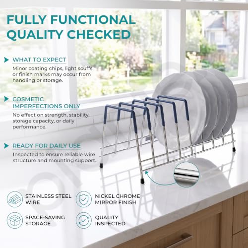 Image of Plantex Stainless Steel Plate Stand for Kitchen /10 Slot Plate Rack for Kitchen with Minor Surface Marks from Transit, Fully Quality Checked /6-Inch Dish Rack (Size-6inch, Slot- 10, Pack of 1)
