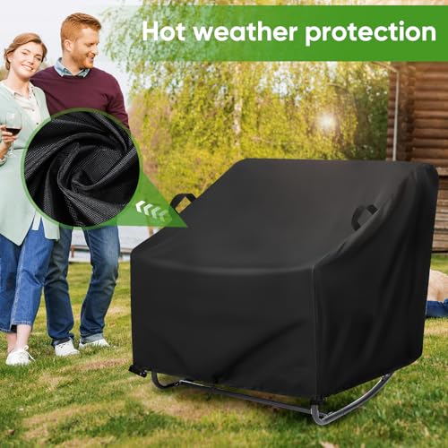 ANANMEI Patio Papasan Rocker Chair Cover, 38" W x 47" D x 20" H, Black — view 6