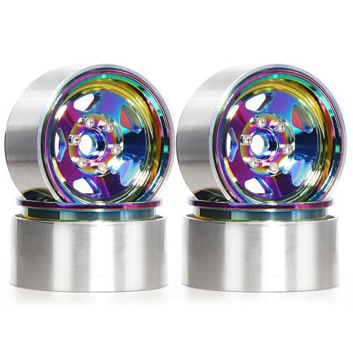 Roues Beadlock 1.9 aluminium arc-en-ciel pour crawler RC de haute précision