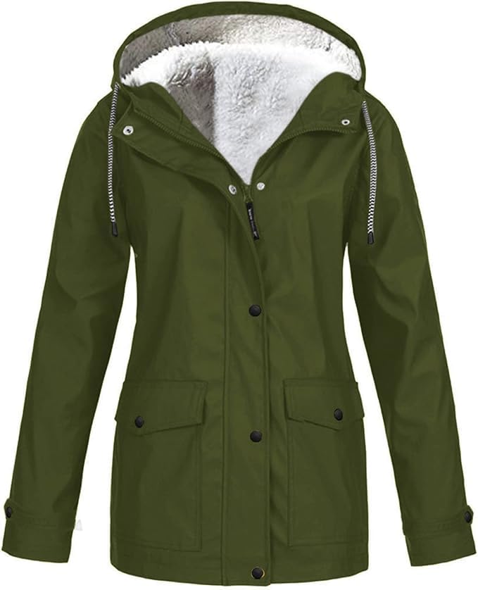 Winterjacke Damen Fleecejacke Einfarbig Wasserdicht Regenjacke Warme...
