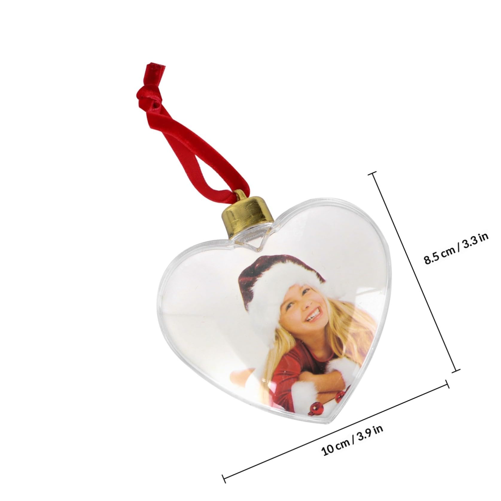 CALLARON Colgantes de Fotos DIY Transparentes para Manualidades, Decoración de Fiesta en Plástico, 6 Unidades Forma de Corazón de 8,5 Cm, Adornos Colgantes para Ambiente Festivo