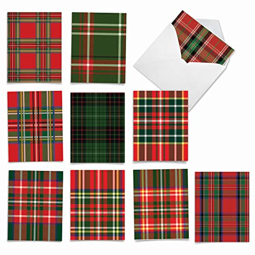 Image of The Best Card Company Pack of 10 Blank Christmas Greeting Cards with Envelopes, Humor Holiday Assortment for Men and Women - Highland Holiday M6016