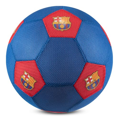 Hy-Pro Offiziell lizenzierter Barcelona Fußball – Riesen 14 Zoll Mesh-Ball für Fußball & Multisport-Spiele drinnen und draußen – Weicher & Sprungfreudiger Ball mit Logo und Vereinsfarben