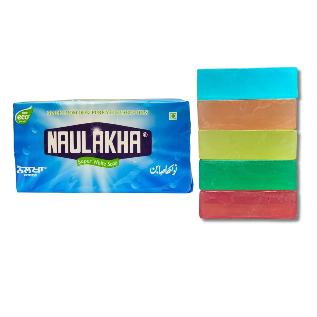 Naulakha Super White Detergent Soap 1kg + Pack of 5 Handmade Bath Soaps 100g Each | Lemon, Rose, Sandal, Marine Aqua, Floral Bliss |-image-33