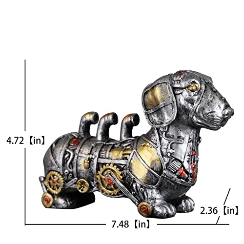 Dovdov Mechanical Punk Dragon Statue, Resin Mechanical Animal Statue, Industrial Design Steampunk Resin Craft Creative Ornaments, Office Living Room Entrance Decoration Desktop Sculpture #TOP1